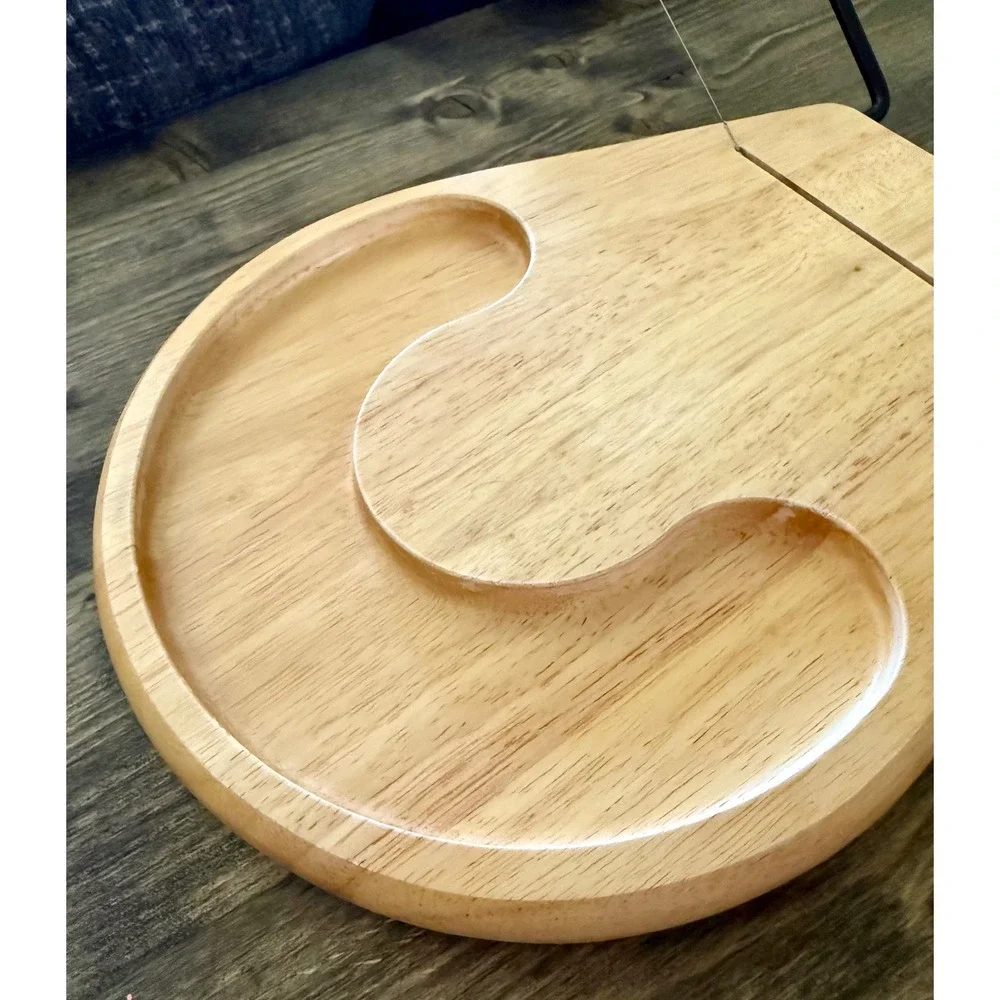 Cheese Slicer Board Tan Excellent Wood Wire Cutter Tray